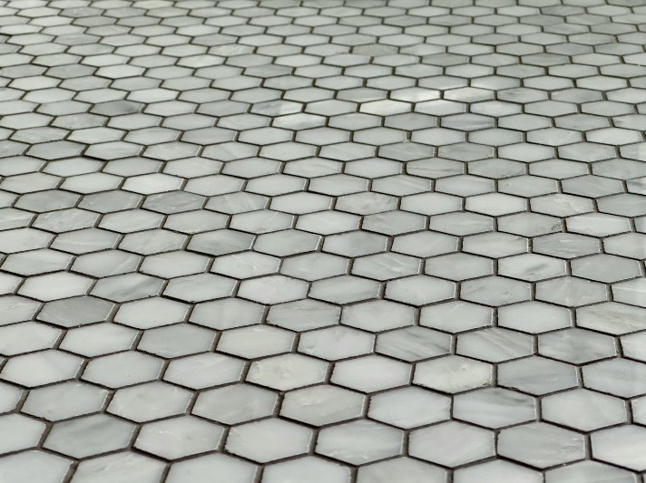 Patterned tile flooring in a classic kitchen